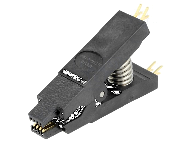 Testclips; zwart; verguld; SO8,SOIC8,SOJ8; 10mm; max.150°C Testclips; zwart; verguld; SO8,SOIC8,SOJ8; 10mm; max.150°C